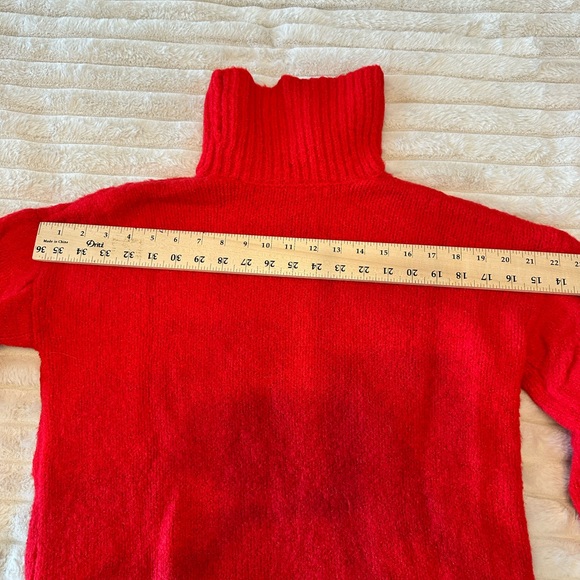 Endless Rose Valentine Vibrant Red Turtleneck Cable Knit Soft Sweater - Picture 7 of 7